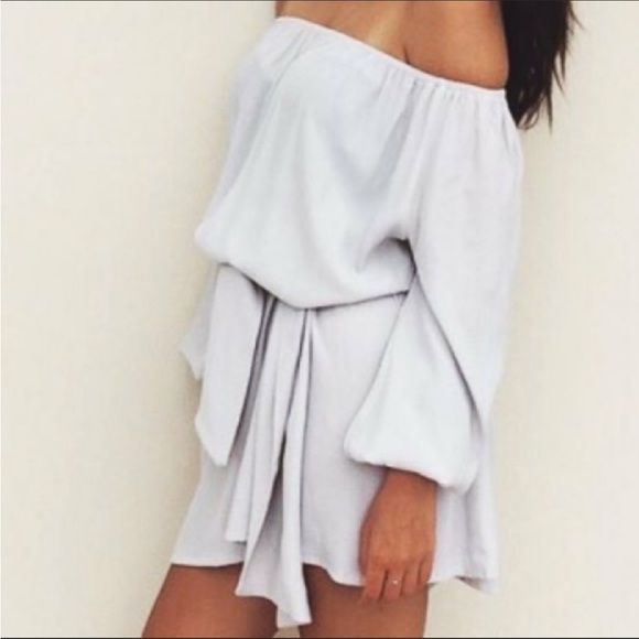 MLM Moss Green Dash Off Shoulder Long Sleeve Tie Waist Dress XS - Picture 2 of 12